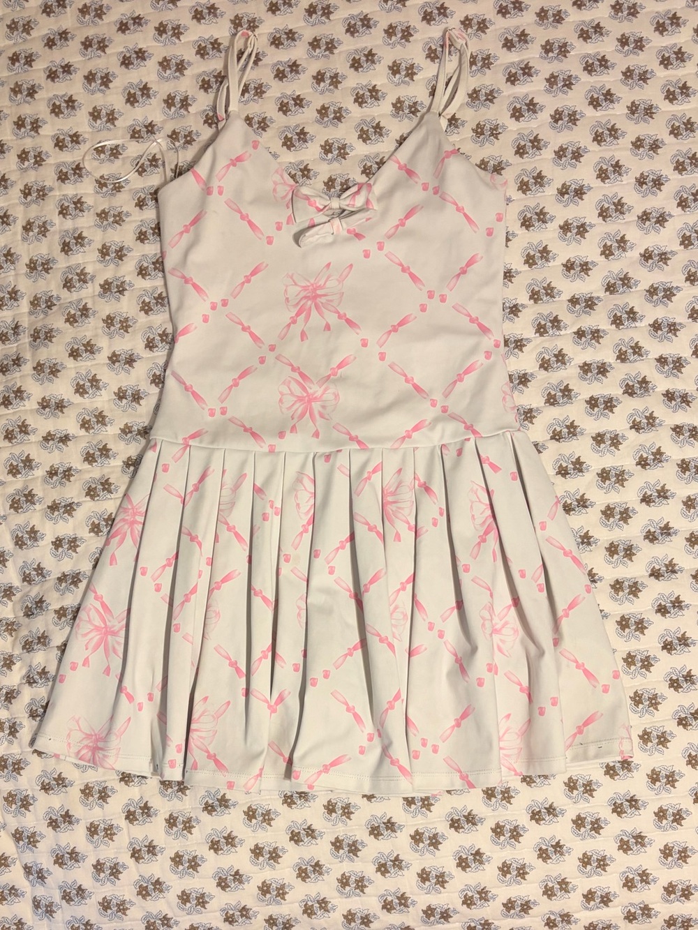 Women’s bow print pink and White Dress